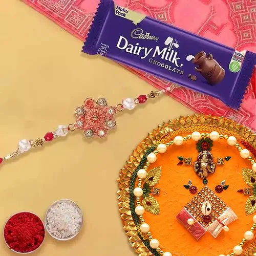 Rakhi Thali N 1 Dairy Milk with One Rakhi