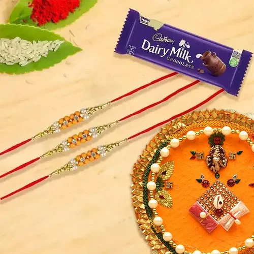 Rakhi Thali 1 Dairy Milk with 3 Rakhi