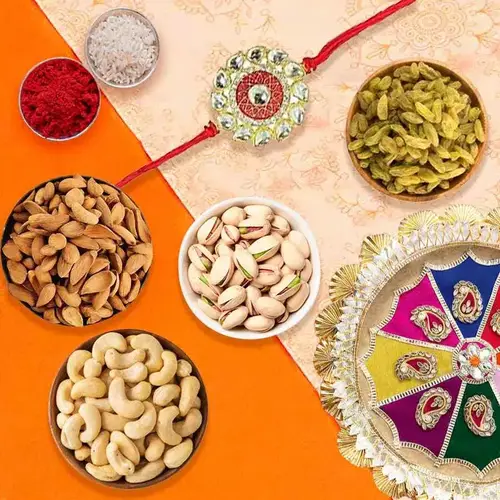 Rakhi Thali with Premium Dry Fruits & Rakhi