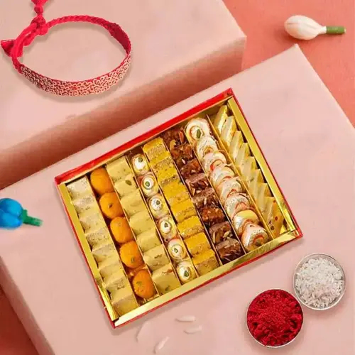 Sweet Rakhi Gift Combo  Rakhi Band & Assorted Sweets