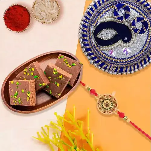 Sweet Chocolate Barfi & Rakhi Thali Combo