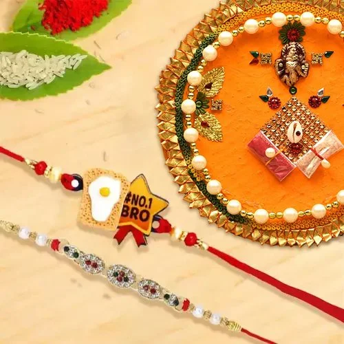 Decorative Rakhi Thali With Bhaiya N Kid Rakhi