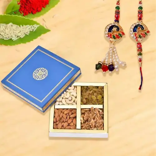 Assorted Dry Fruits & Bhaiya Bhabhi Rakhi Combo