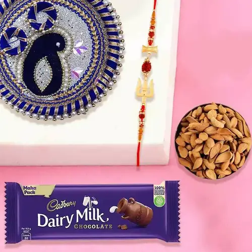 Rakhi Thali with Almonds and Chocolate Delight