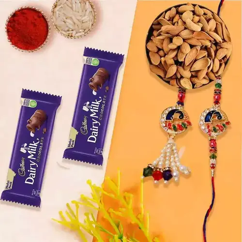 Bhaiya-Bhabhi Rakhi with Almonds and Chocolates