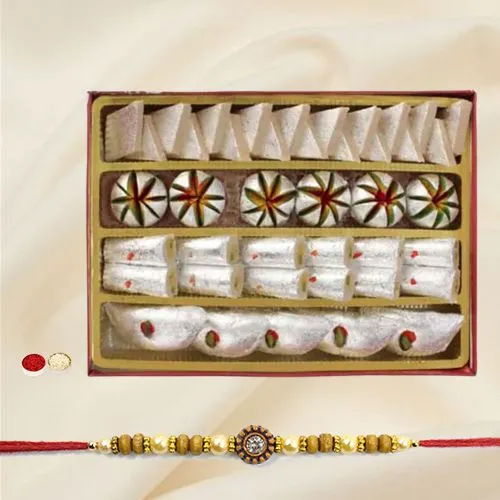 Classic Rakhi with 500 gm Kaju Mithai Combo