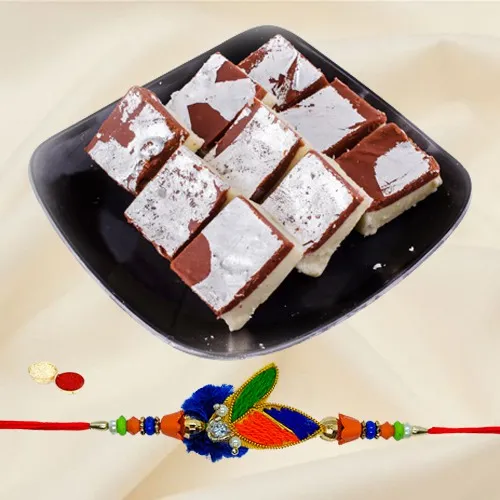 Sweet Love Rakhi Combo – Chocolate Barfi & Rakhi