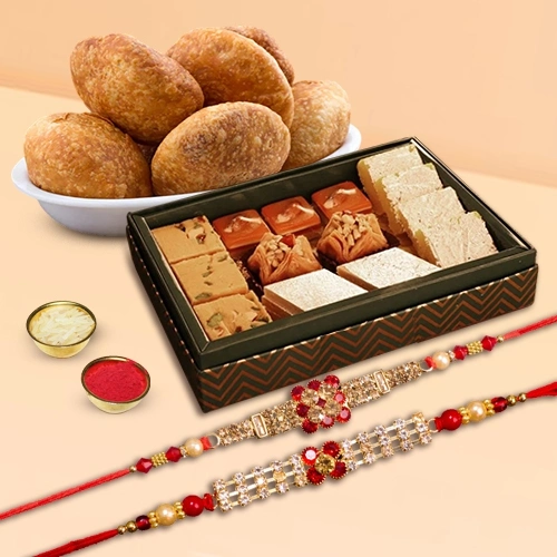 Festive Rakhi Combo with Kachori and Mix Sweets