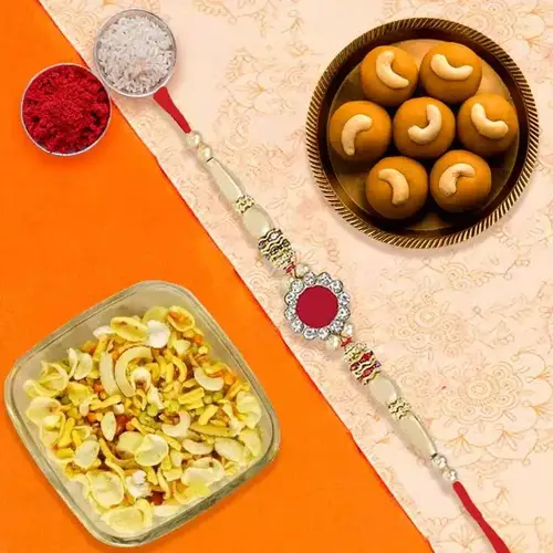 Flavorful Rakhi Treat with Besan Ladoo and Namkeen