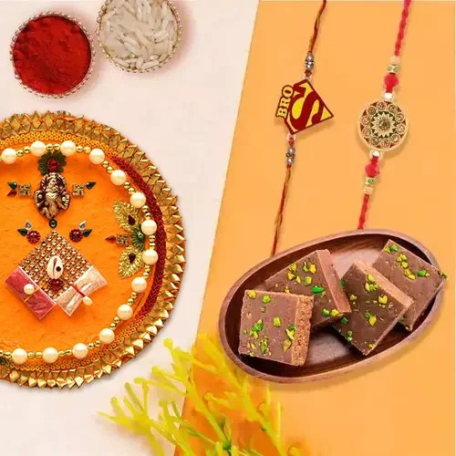 Festive Chocolate Barfi & Rakhi Combo