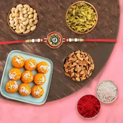 Boondi Ladoo with Dry Fruits N Ethnic Rakhi
