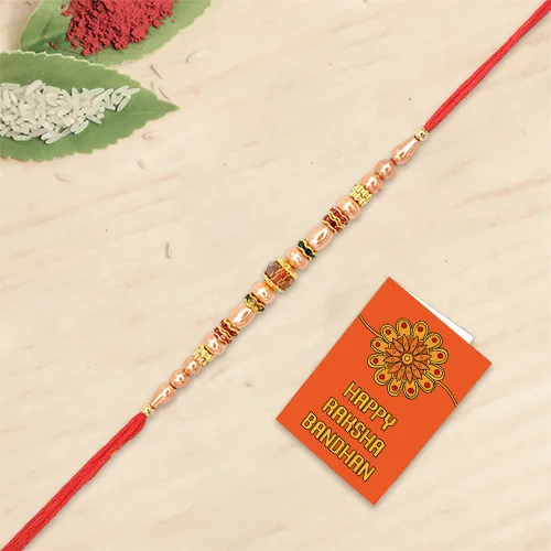 Designer White Pearl Beaded Rakhi