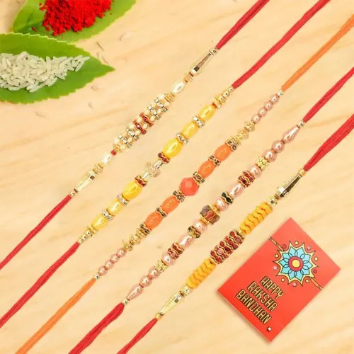 Cheerful Beads n Strings Rakhi Combo