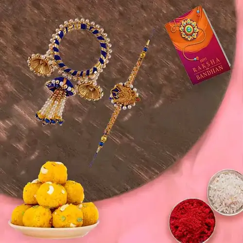Rakhi Wishes with Designer Rakhi & Boondi Ladoo Treat