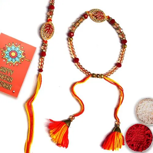 Charming Beaded Rakhi Set for Siblings