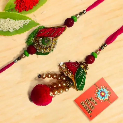Stylish Zardosi Bhaiya Bhabhi Rakhi Gift