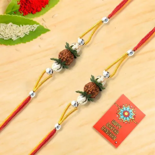 Elegant Rudraksh Rakhi Set