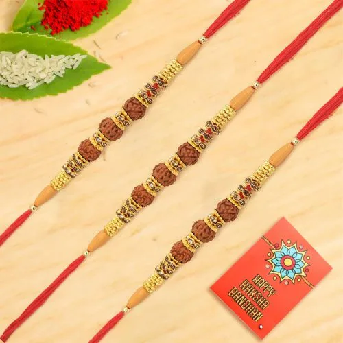 Traditional Rudraksh Rakhi Trio