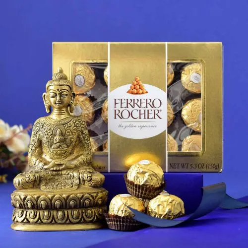 Peaceful Meditating Buddha Idol & Rocher Treat