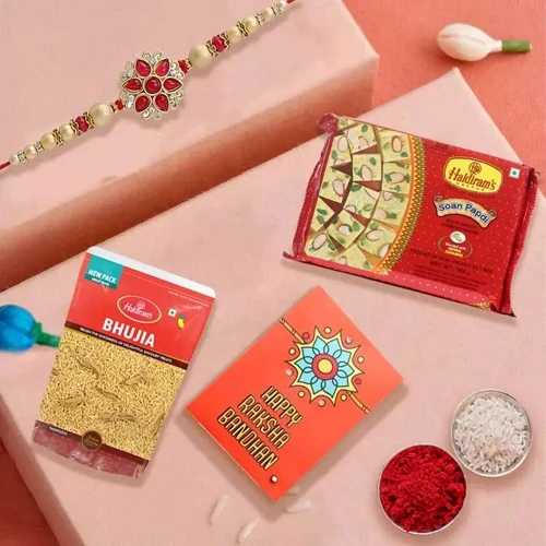 Rakhi Combo with Soan Papdi and Namkeen Touch