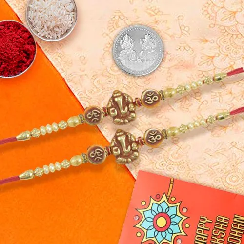 Ganesh Rakhi Set with Coin and Ritual Essentials