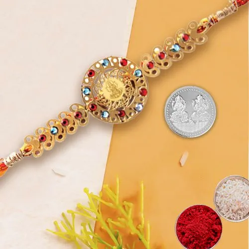 Rakhi Gift with silver Coin and Ritual Essentials