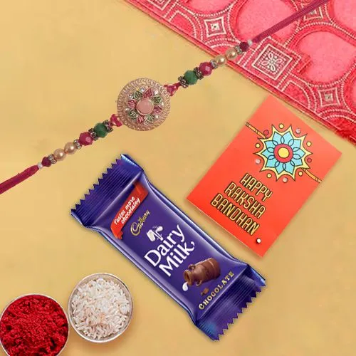 Ethnic Rakhi With Chocolate Treat