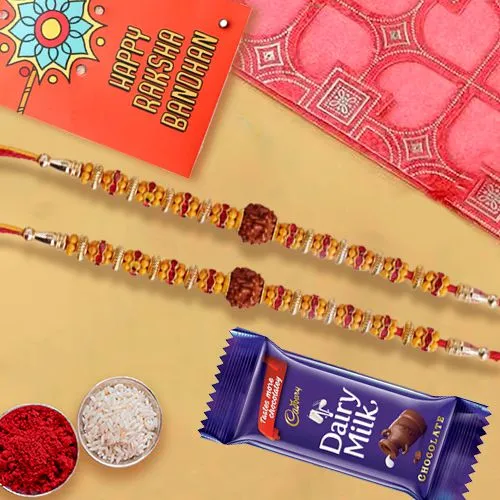 Twin Rudraksha Rakhi & Cadbury Treat