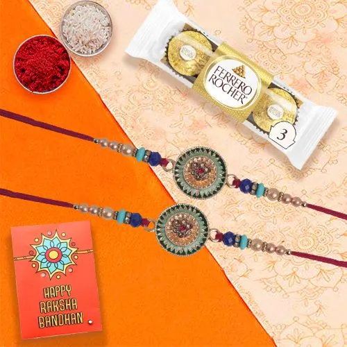 Traditional Rakhi Twin Pack & Ferrero Rocher