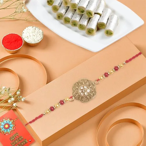 Traditional Rakhi Gift Set with Kaju Rolls