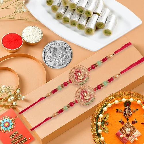 Elegant Rakhi Package with Pooja Essentials
