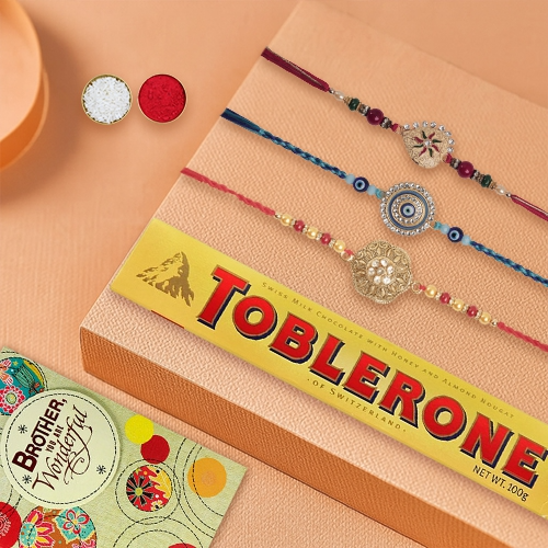Rakhi Trio & Toblerone Chocolate Combo