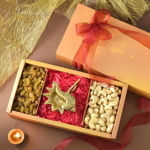 Divine Dry Fruits N Brass Diya Set