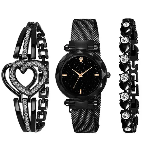 Black Beauty - Analogue Watch with Bracelets Gift