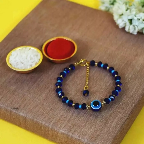 Rhodium plated designer evil eye bracelet -